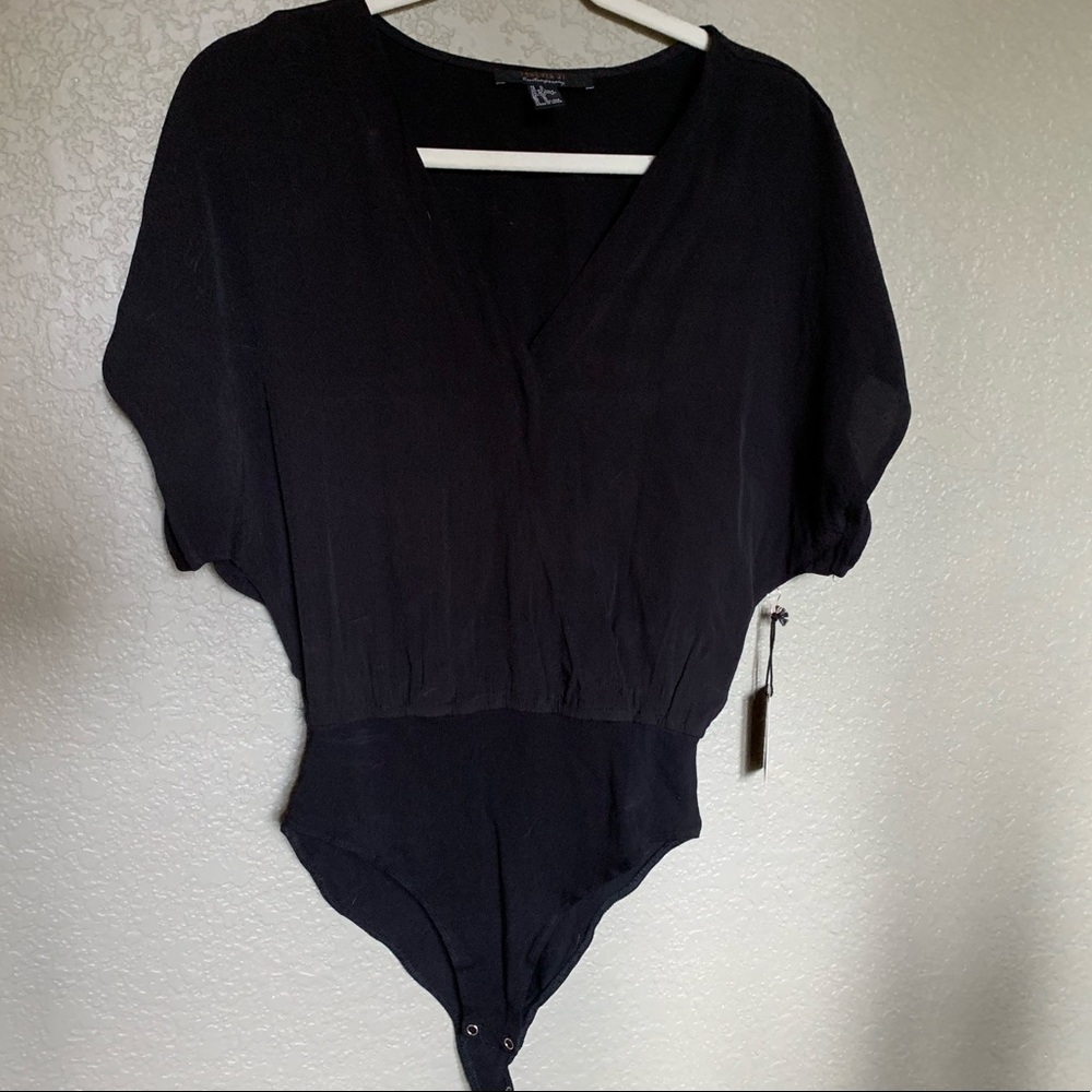 Black Kimono Sleeve Body Suit Top
